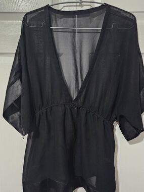 Sheer Black V-Neck Women’s Top